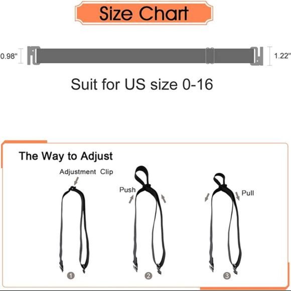 No Show Women Stretch Belt Invisible Elastic Web Strap Belt with Flat Buckle for main image 7